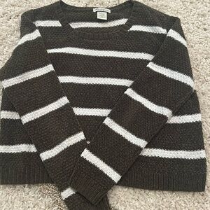 Cotton Emporiumm Knitted Sweater, size x-small, dark green with white stripes